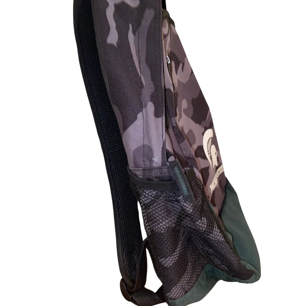 Michigan State Spartans Camo Backpack Green‎ Black Logo School Bag Preowned